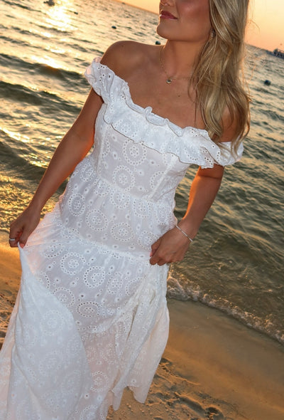 Camelia embroidered maxi dress in white