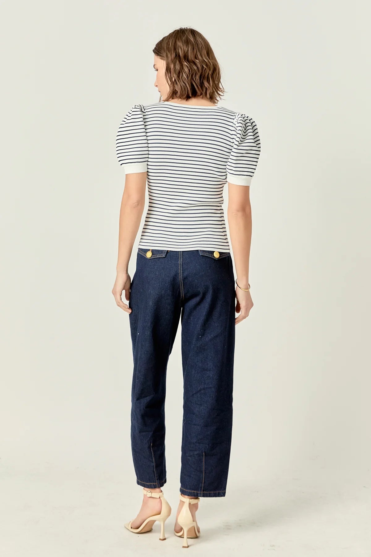 Striped square neck top