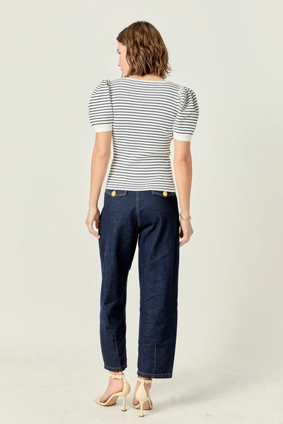 Striped square neck top