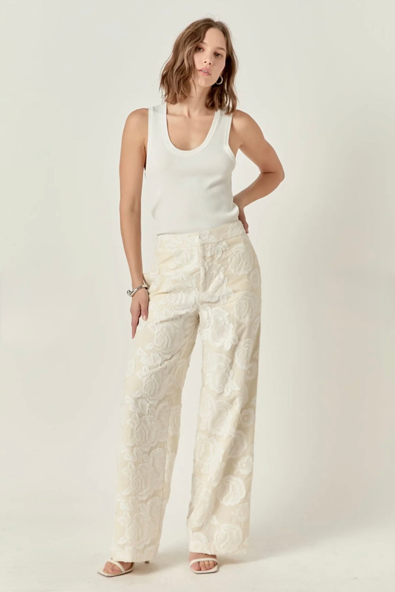 Ellison cream embroidered premium pant