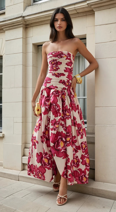 Imani ruched floral maxi dress