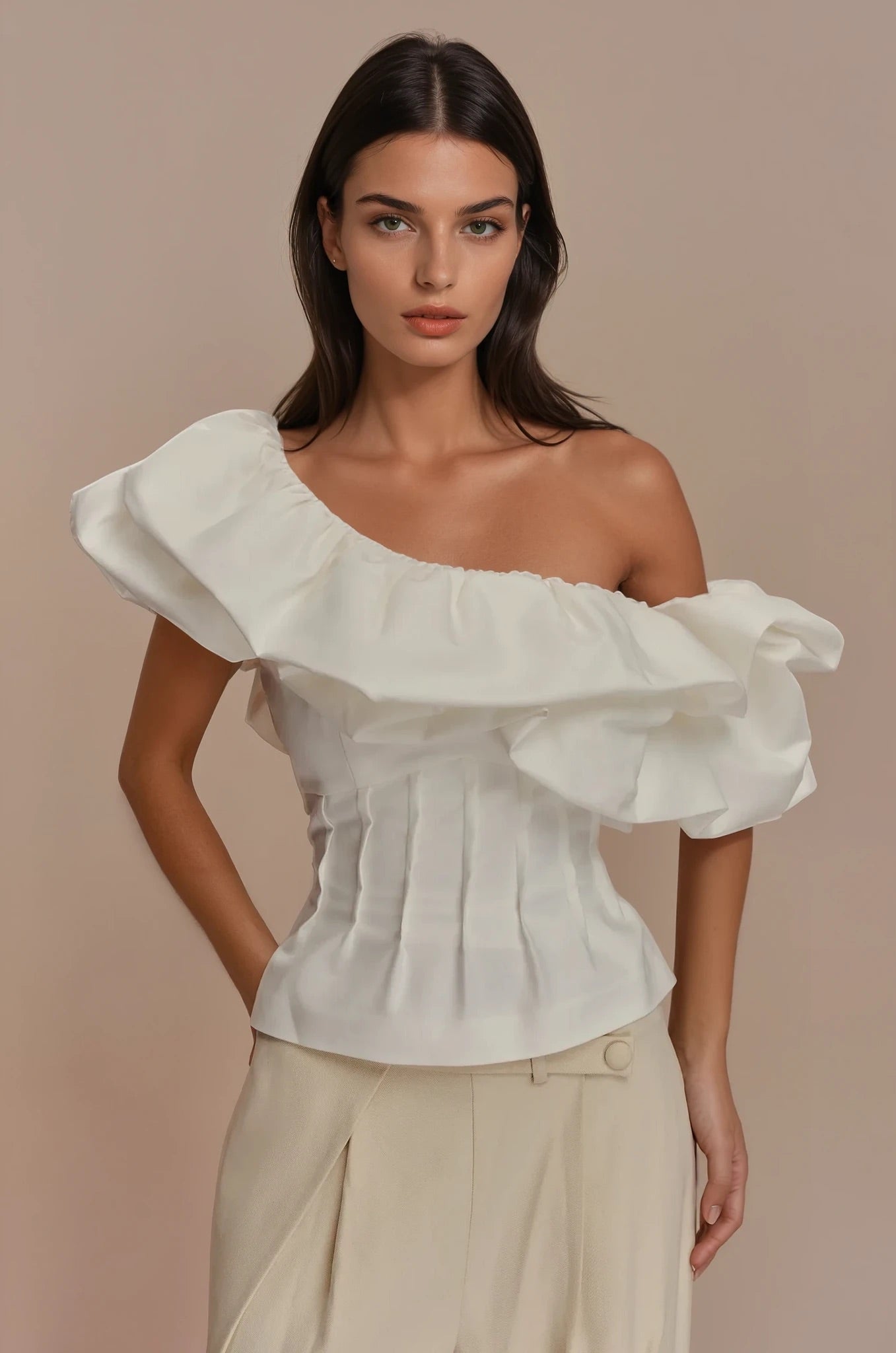 Debbie one shoulder bubble top