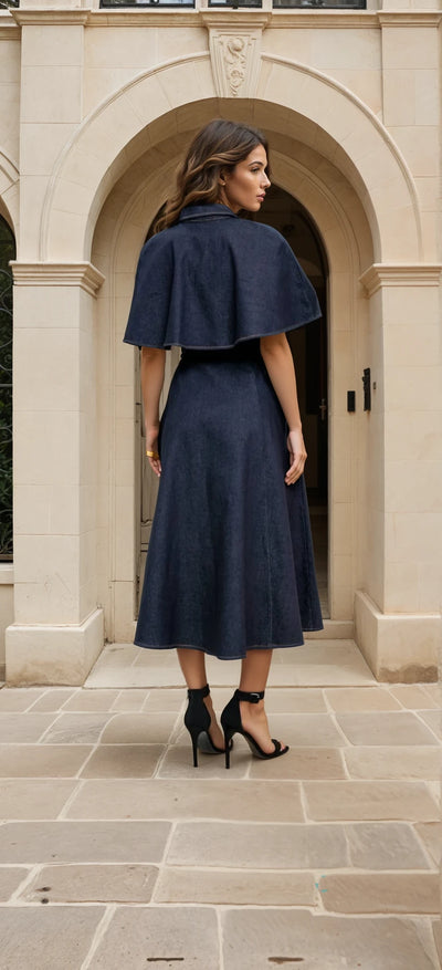 Cape denim dress