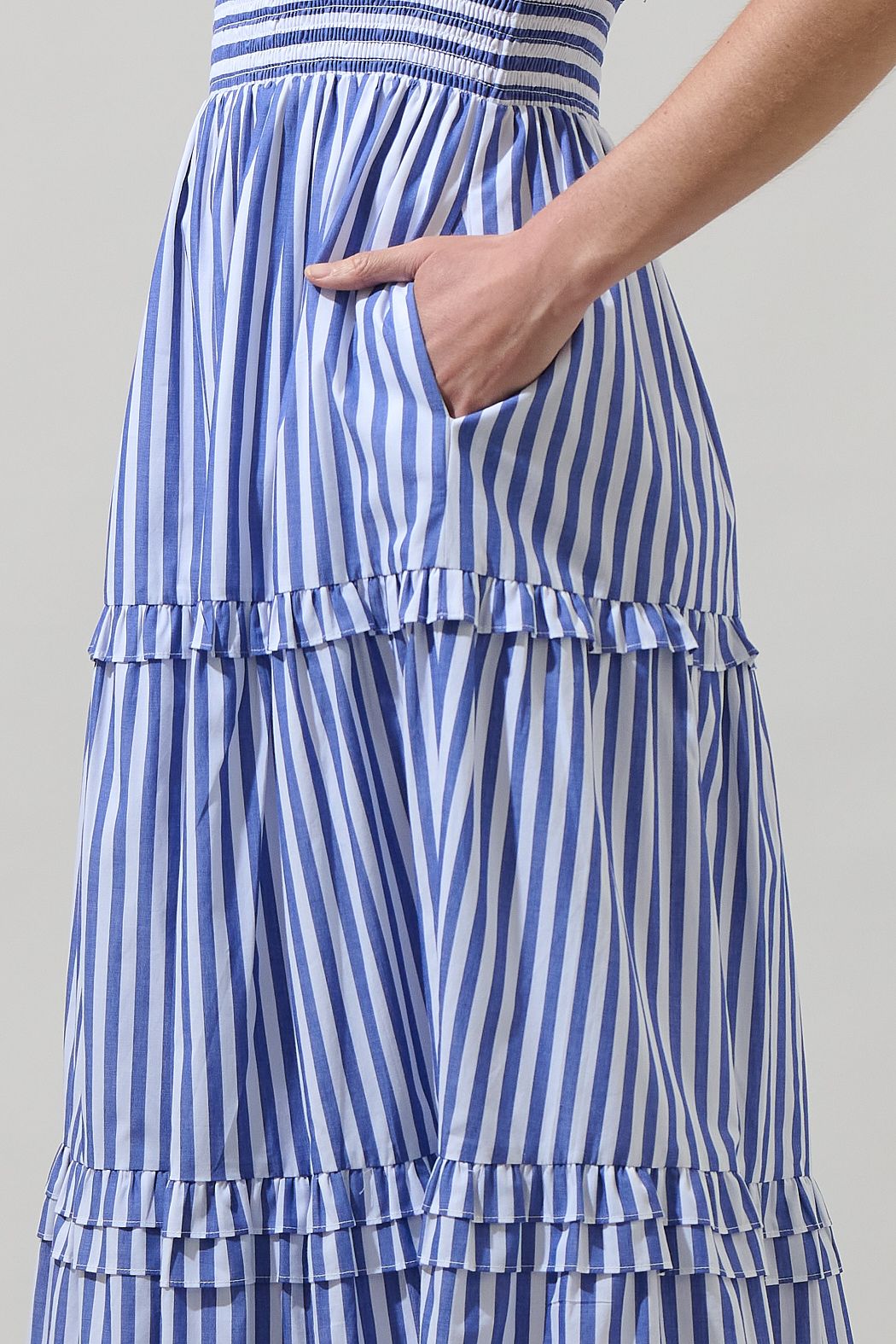 Brandy striped poplin midi dress