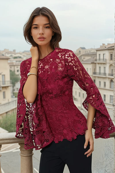 Bordeaux lace premium blouse