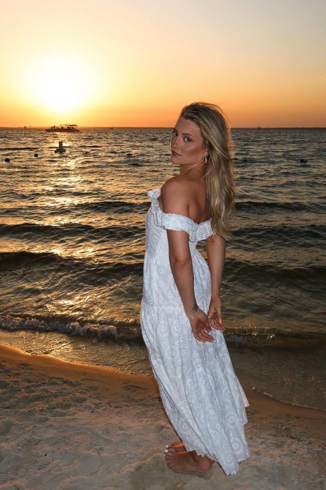 Camelia embroidered maxi dress in white