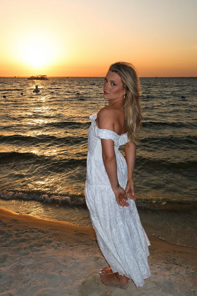 Camelia embroidered maxi dress in white