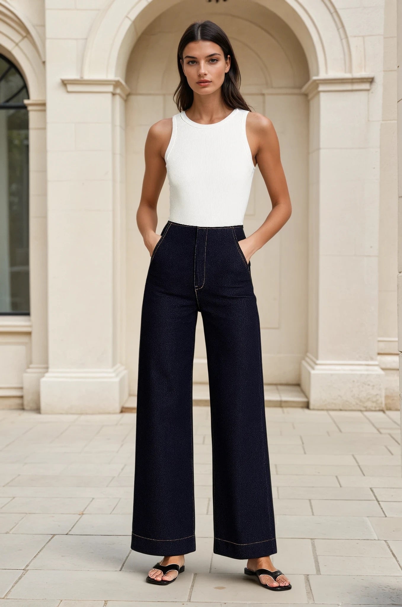 Premium high waisted denim pant