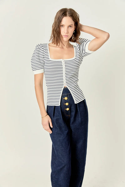 Striped square neck top