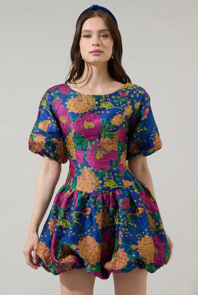 Iriana floral bubble mini dress