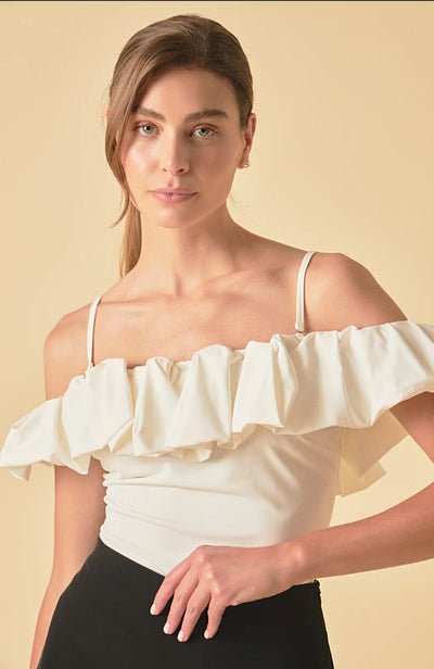 Off shoulder bubble top