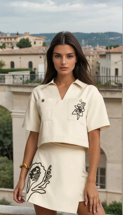 Lina embroidered skirt set