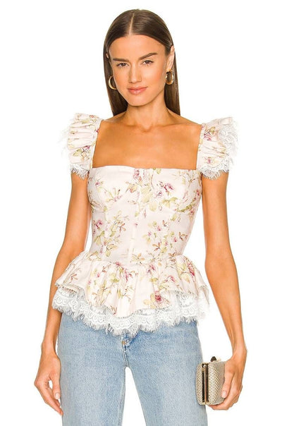 Flower peplum lace top