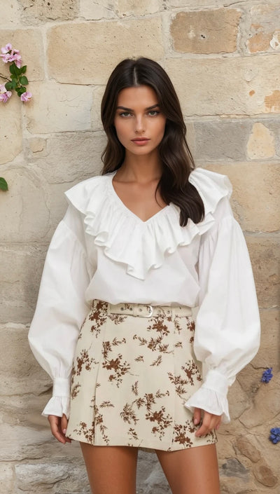 Ruffled neck blouse