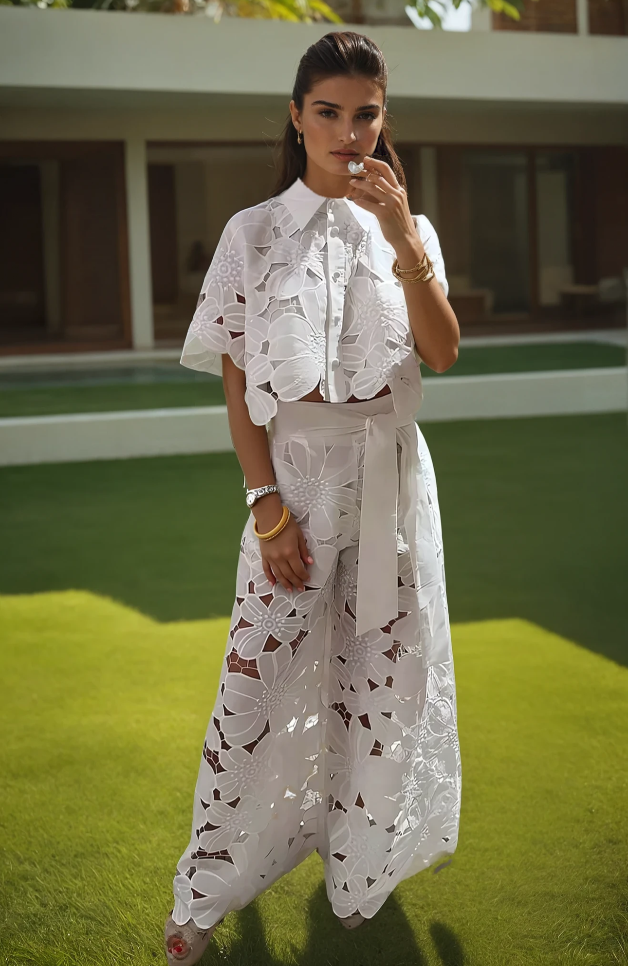 Simone lace pant set
