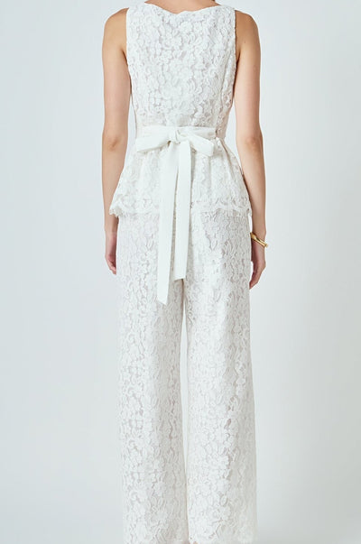 Lace belted pant set