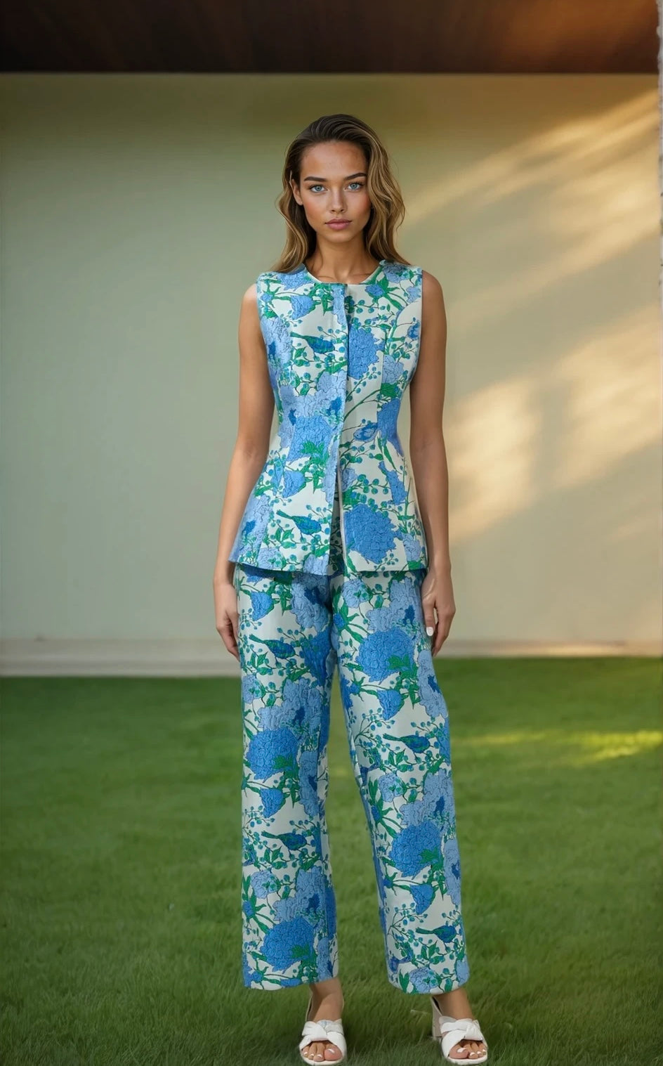 Emi floral jacquard pant set