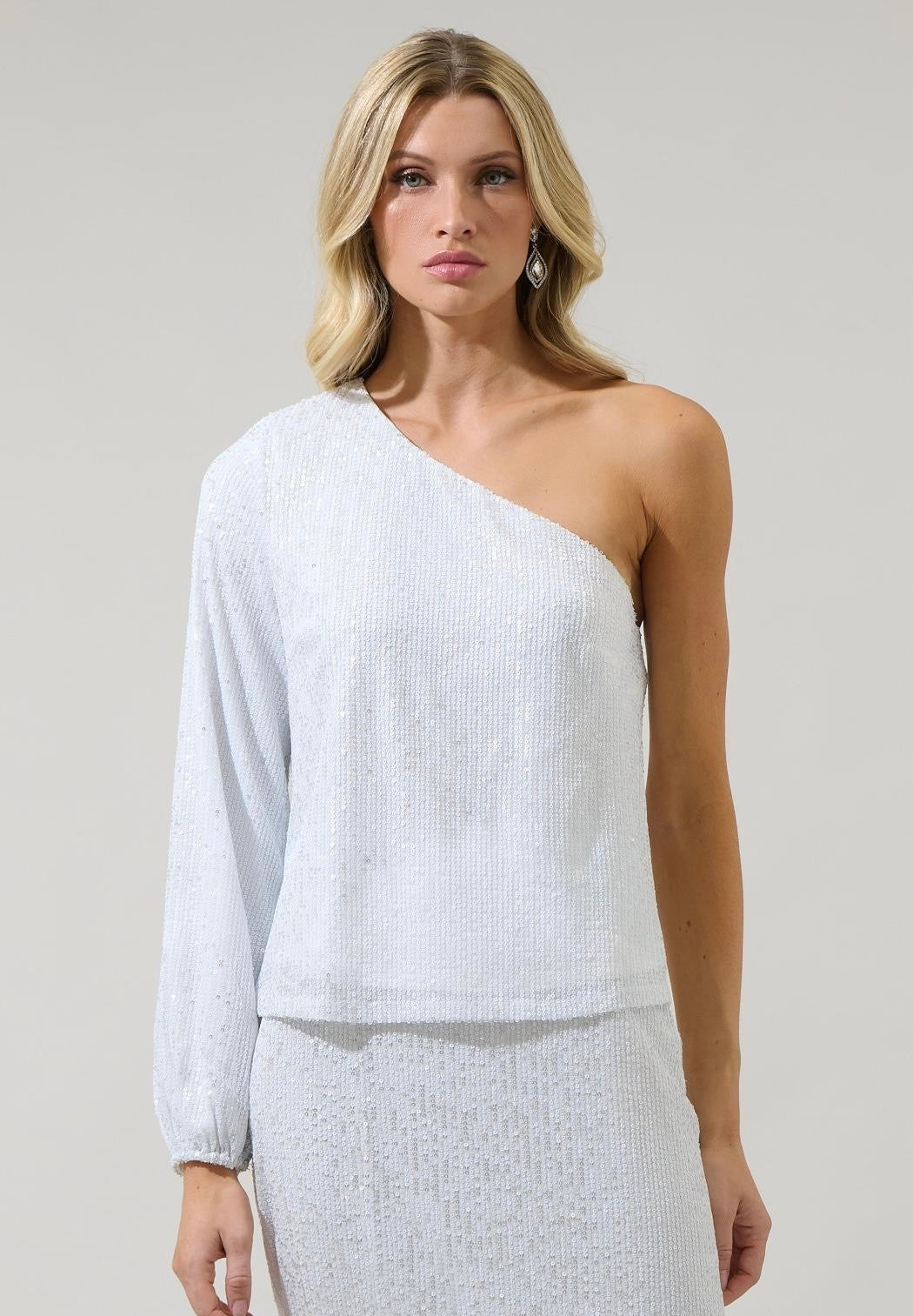 One shoulder sequin top