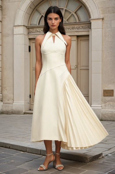 Victoria pleated midi dress