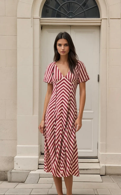 Maiya striped midi dress