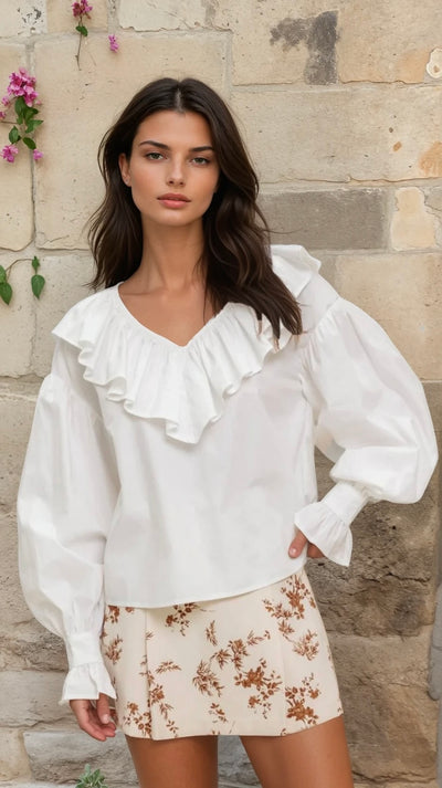 Ruffled neck blouse