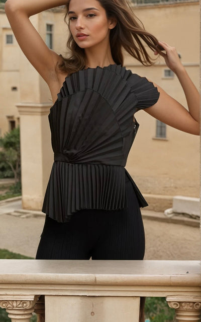 Pleated peplum top