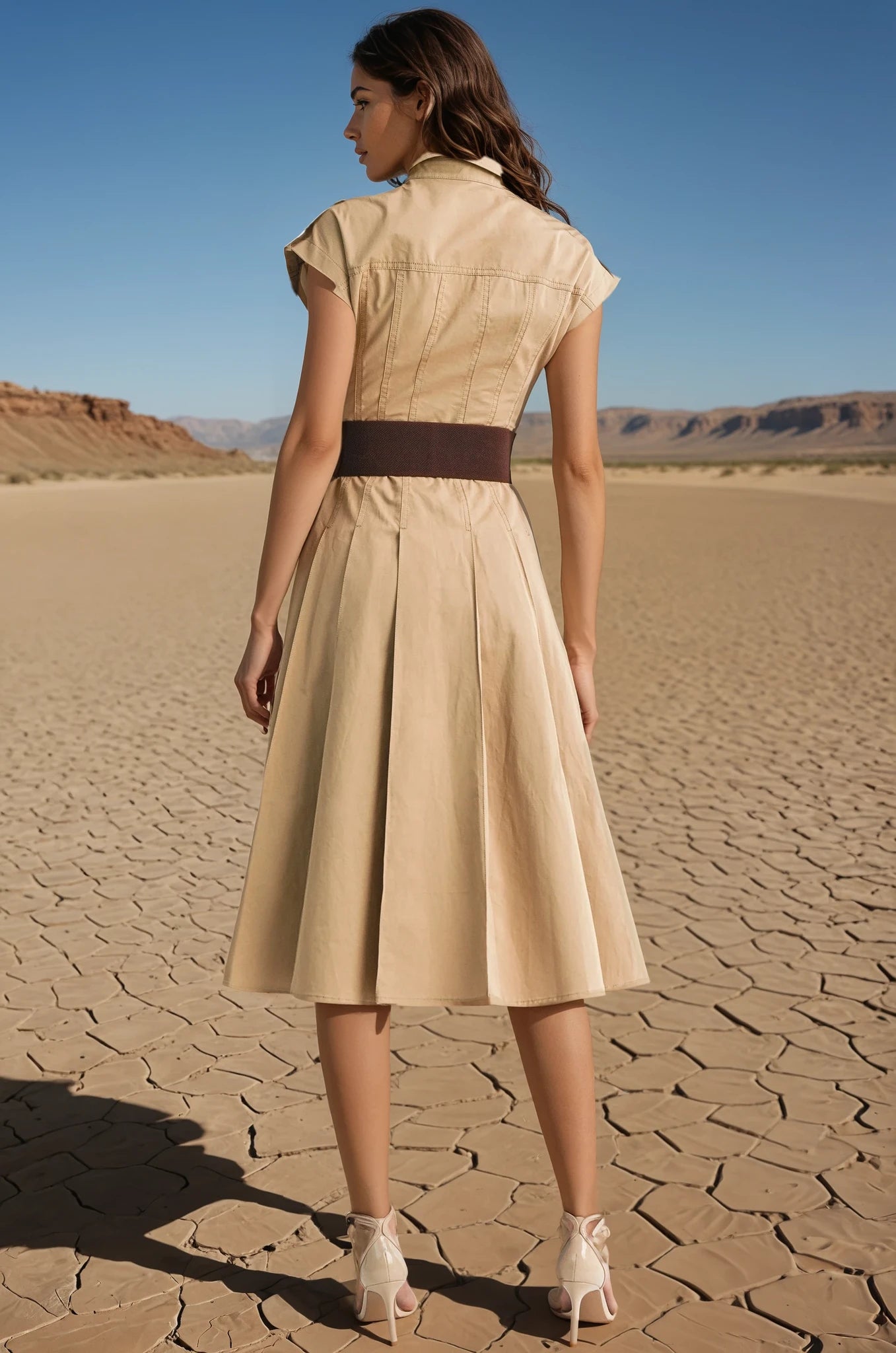Belted midi safari dress