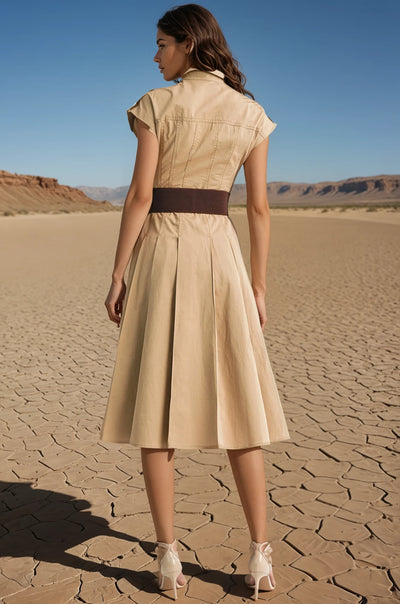 Belted midi safari dress