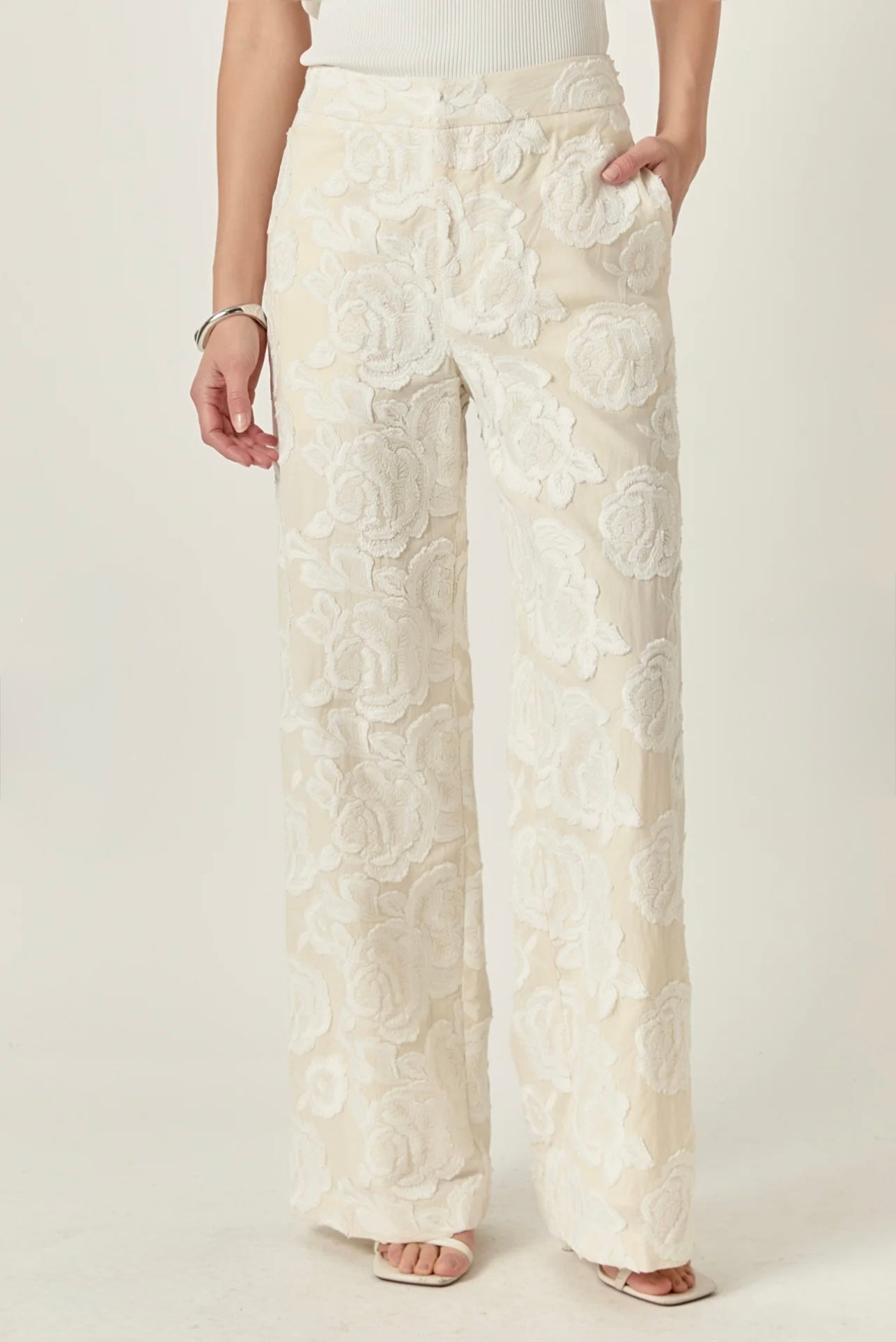 Ellison cream embroidered premium pant