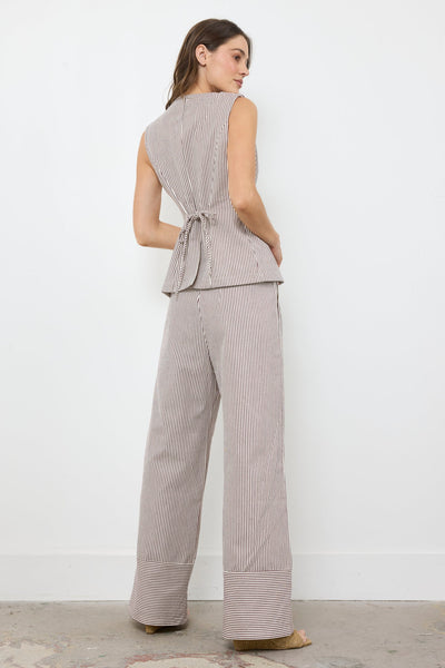 Vera striped pant set in burgundy