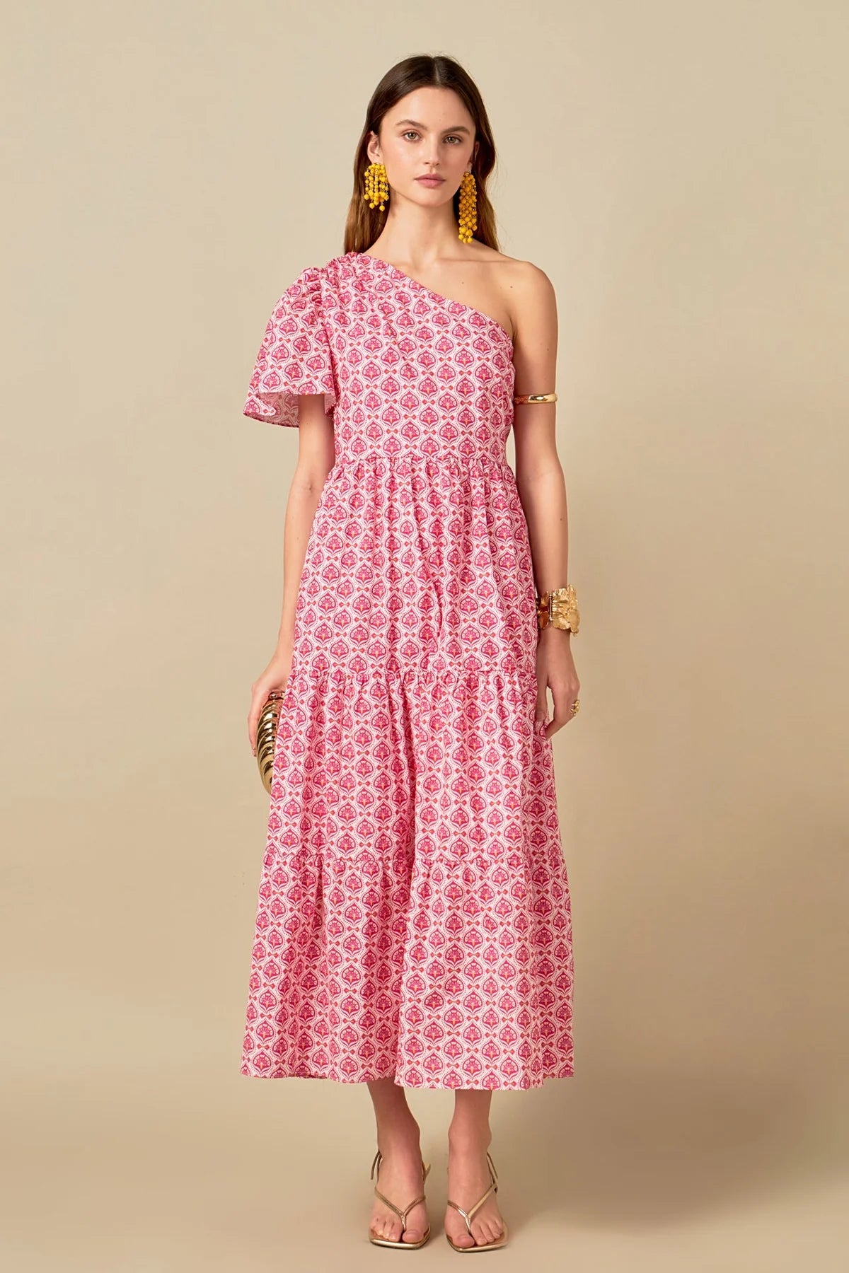 Floral one shoulder maxi dress