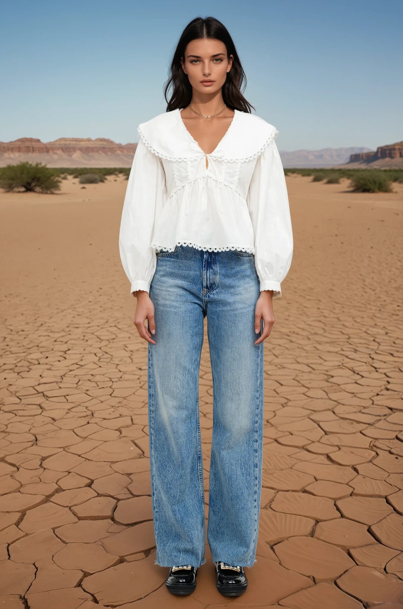 Melonie white collared blouse