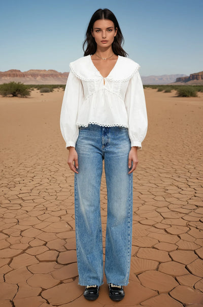 Melonie white collared blouse