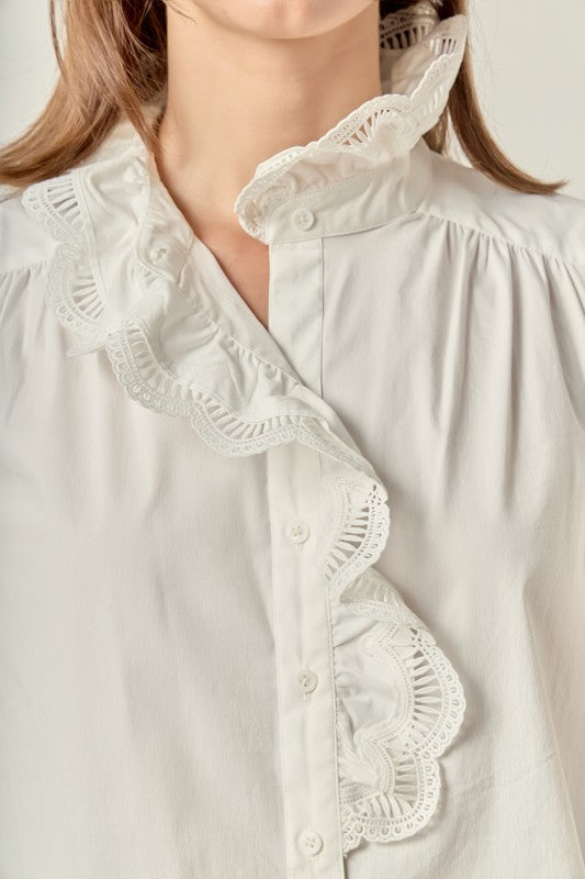 Scalloped detail blouse