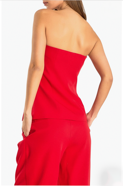 Strapless fitted vest in red