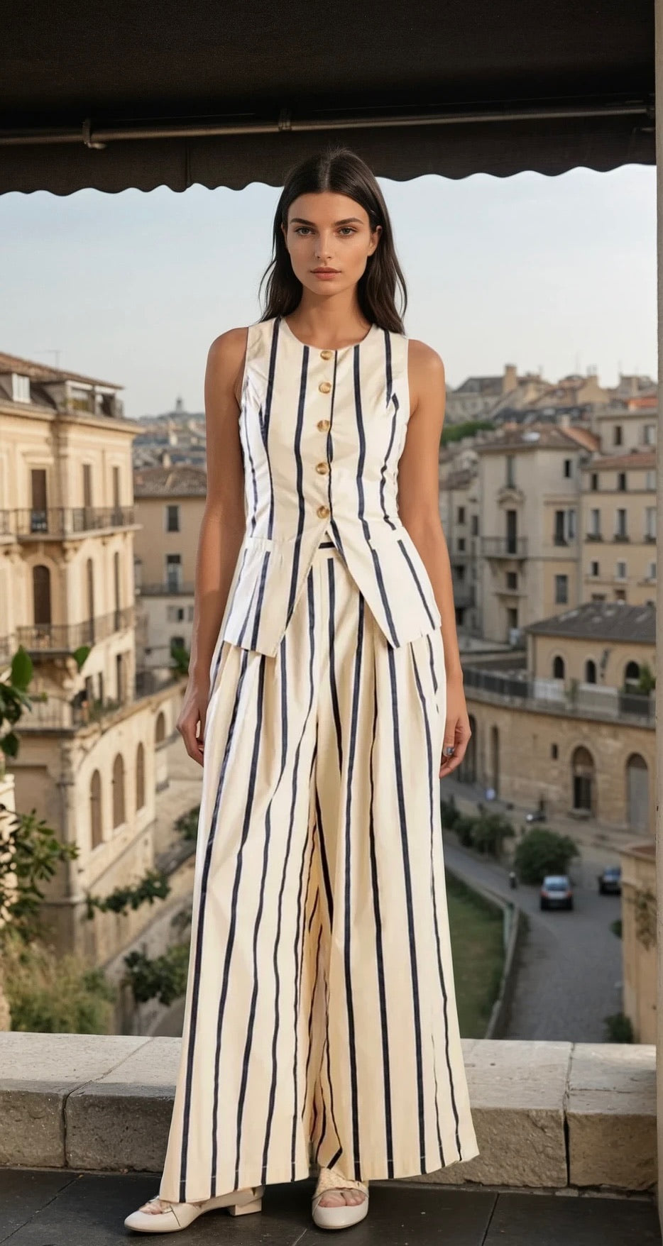 Orianne striped cotton set