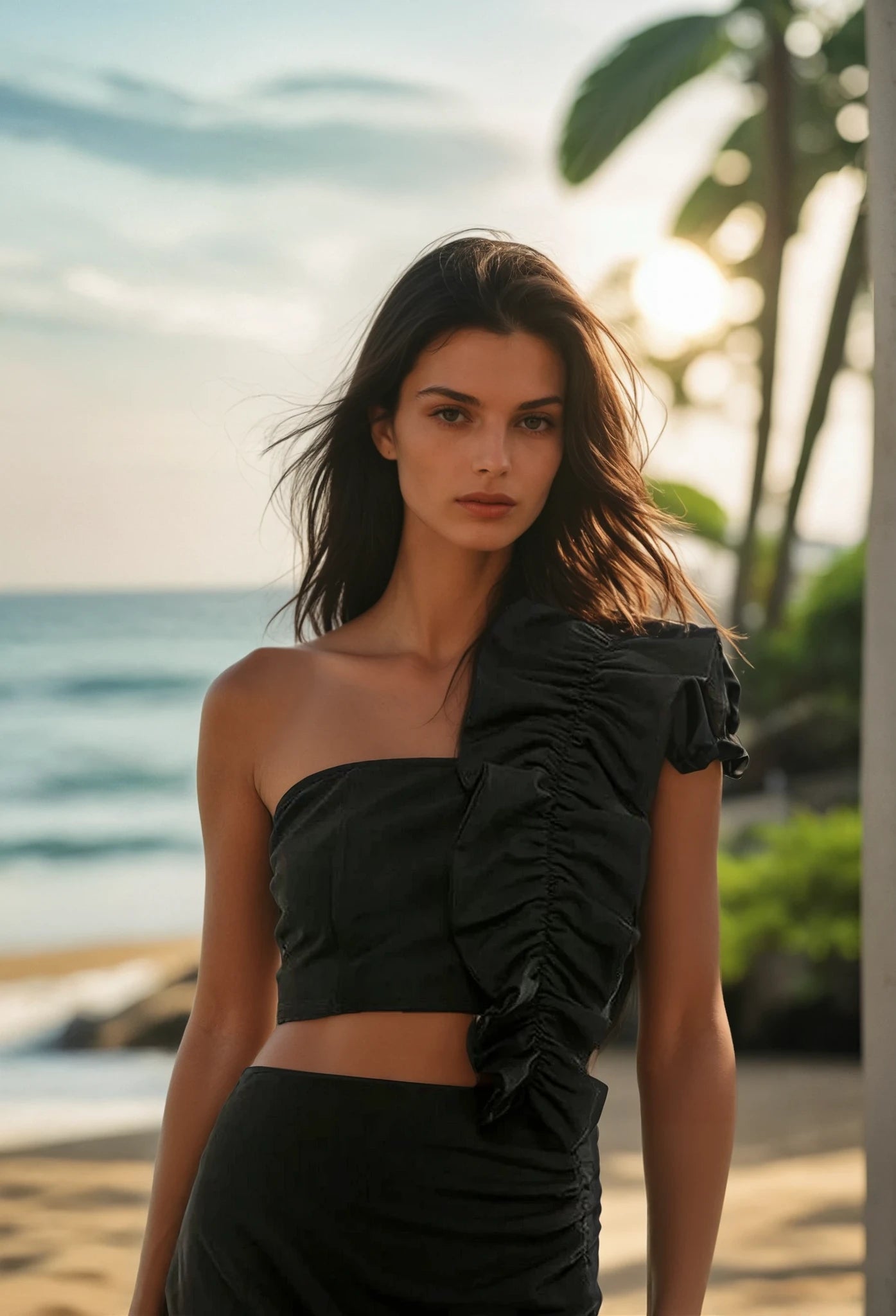 Adda one shoulder ruffle top