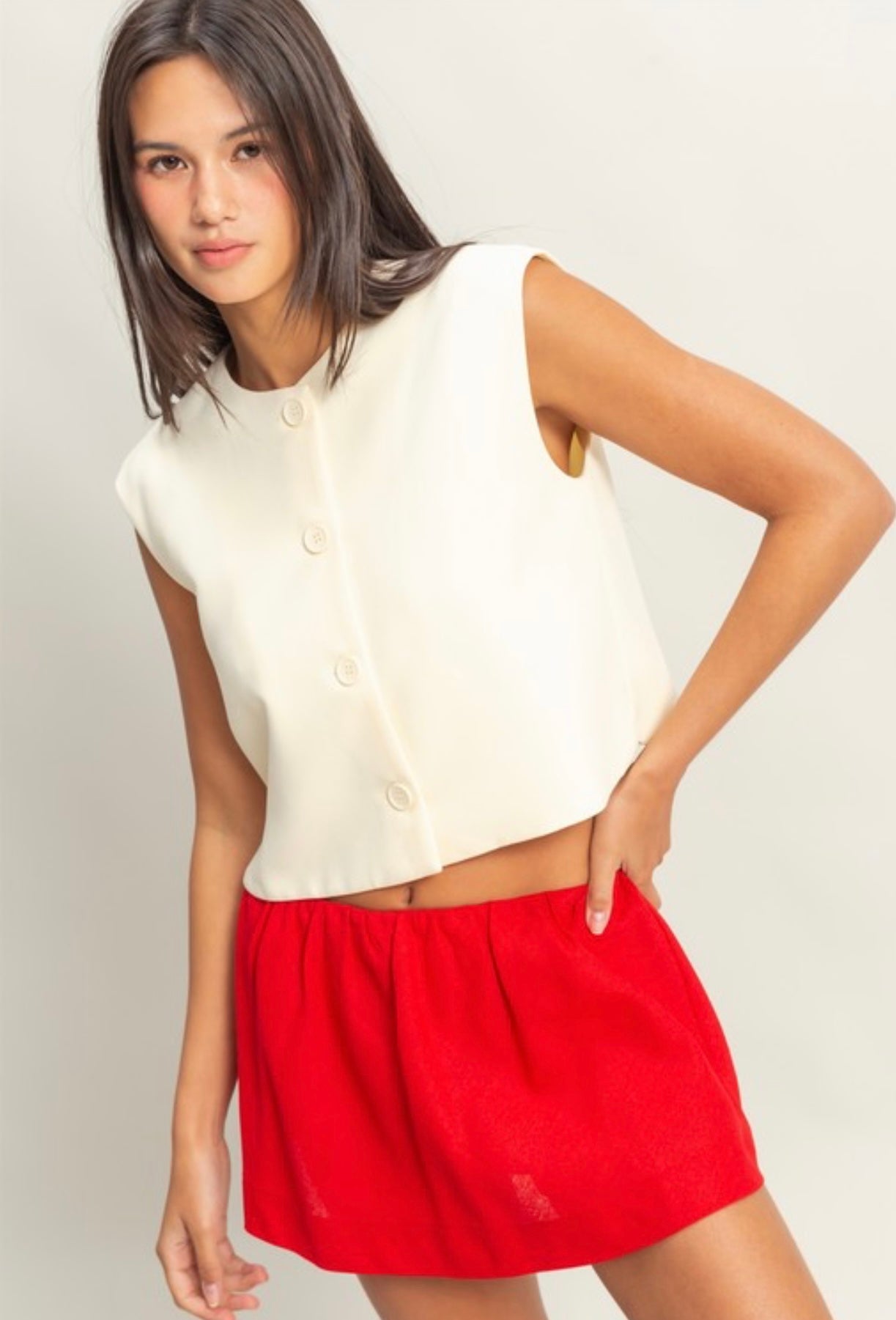 Balli button down top in cream