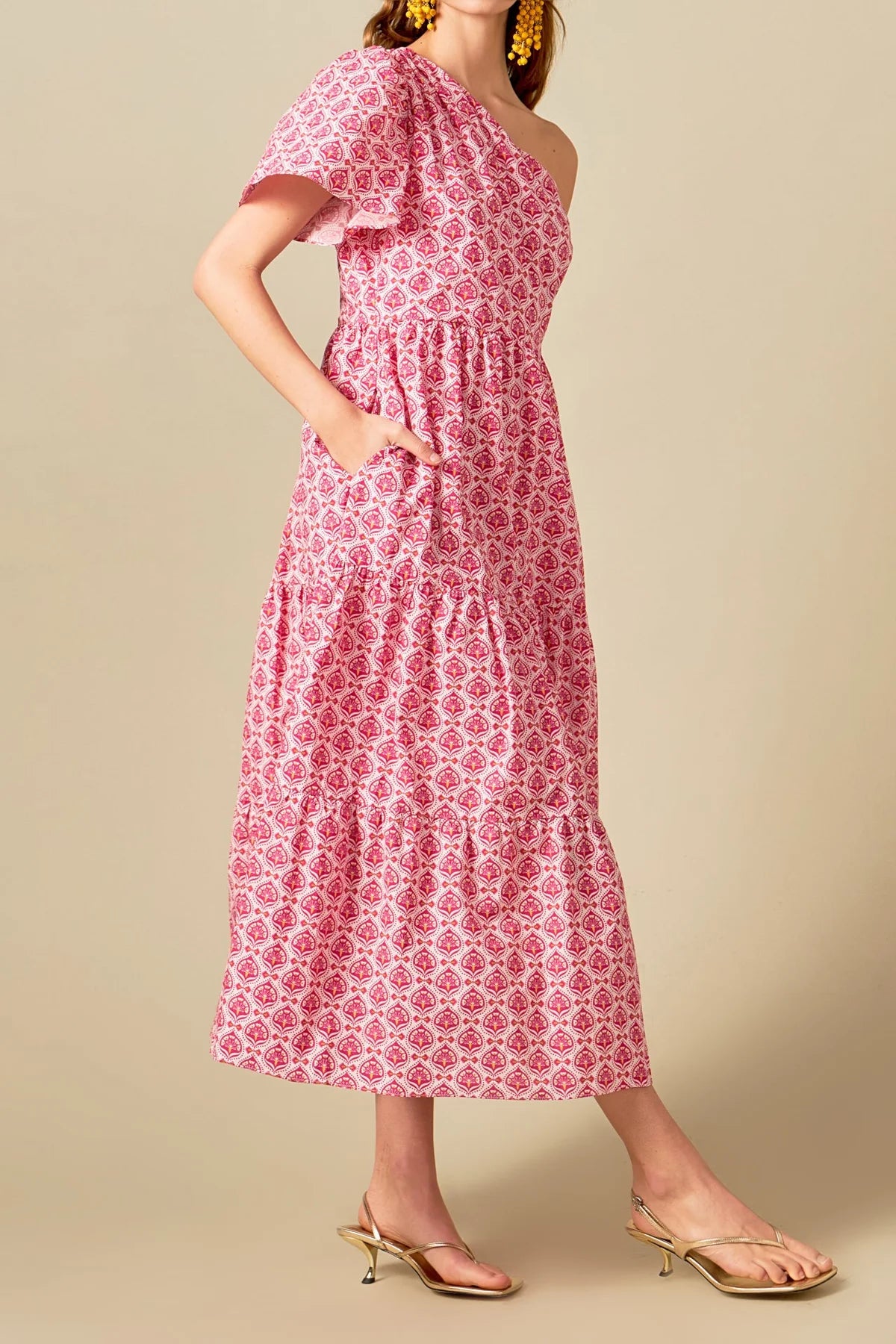 Floral one shoulder maxi dress