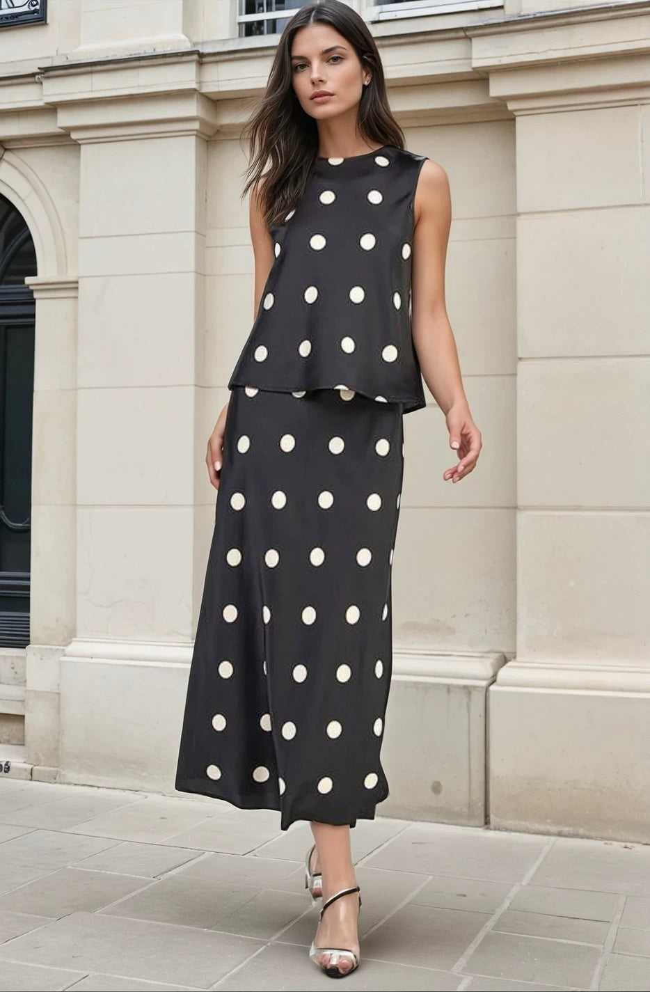 Clarisse polka dot skirt set
