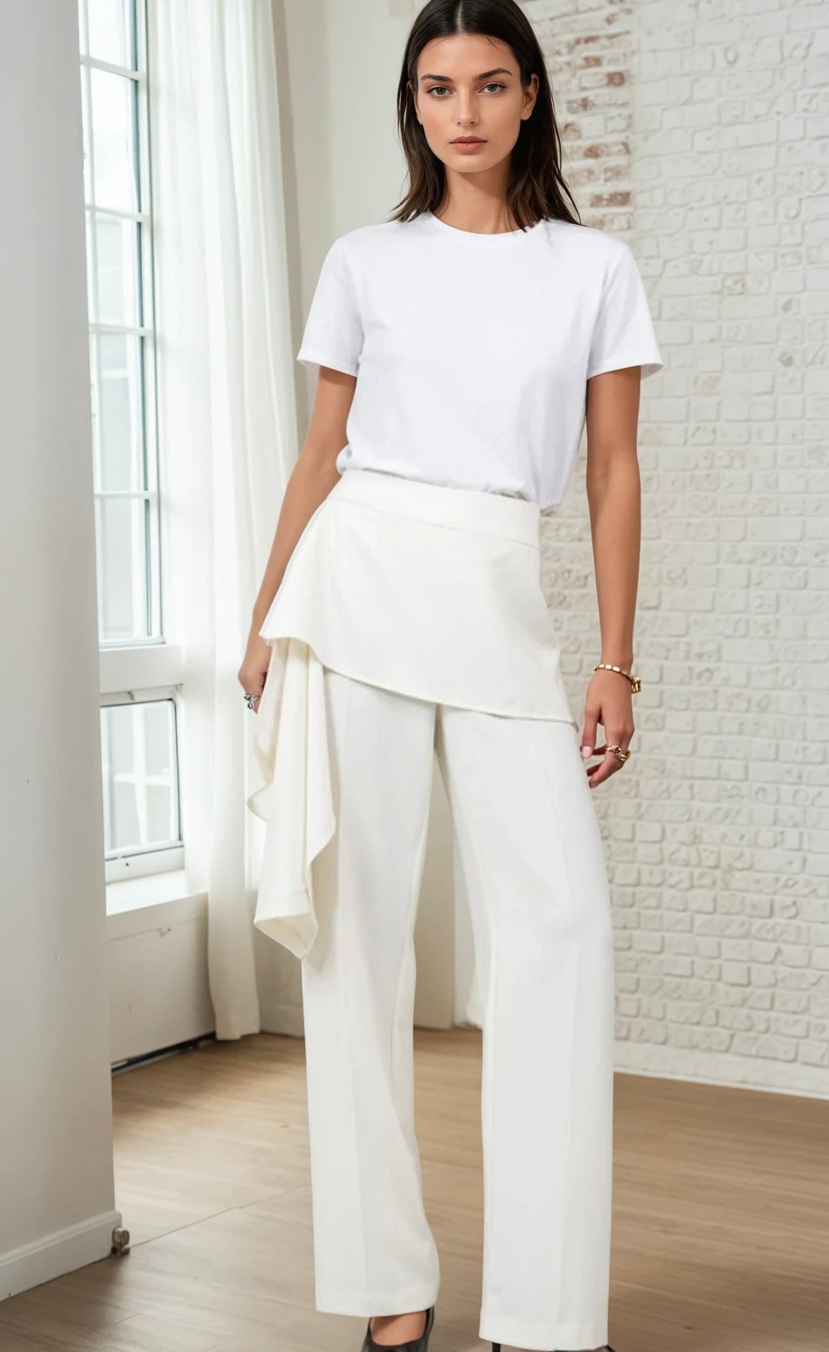 High rise overlapped skirt pant