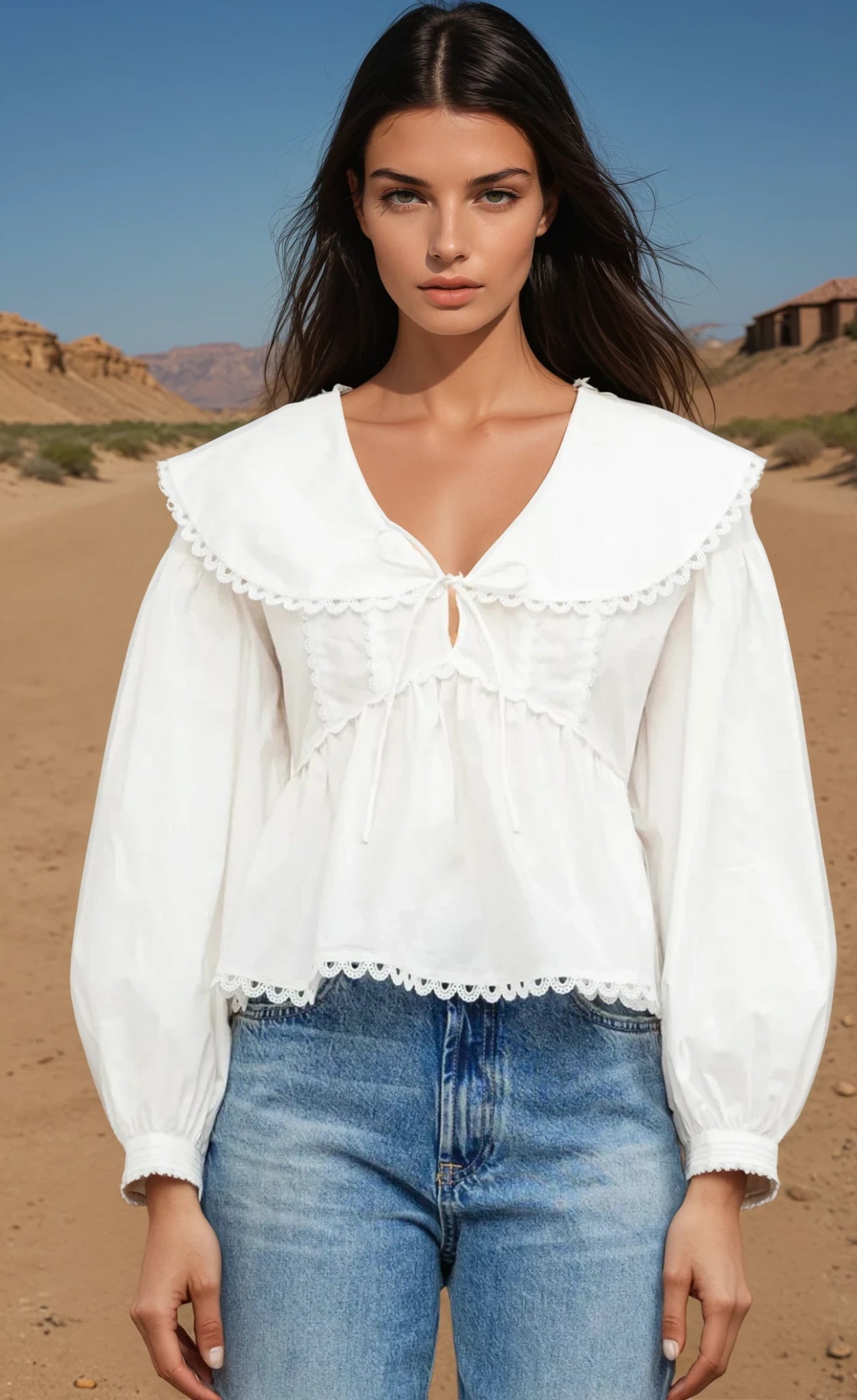 Melonie white collared blouse