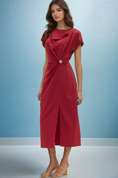 Velour midi red dress