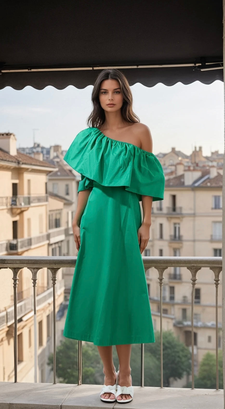 Gabrielle one shoulder midi dress