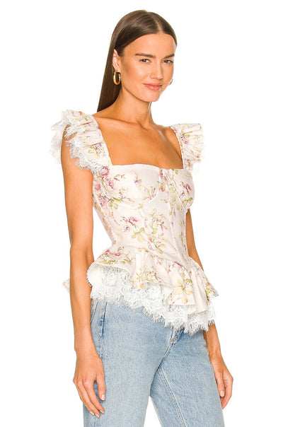 Flower peplum lace top