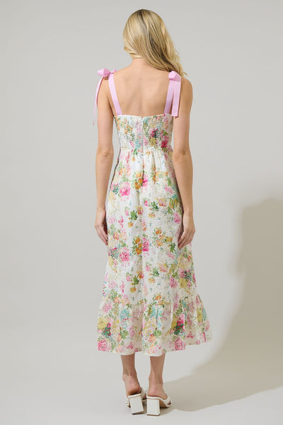 Floral villa eyelet midi dress