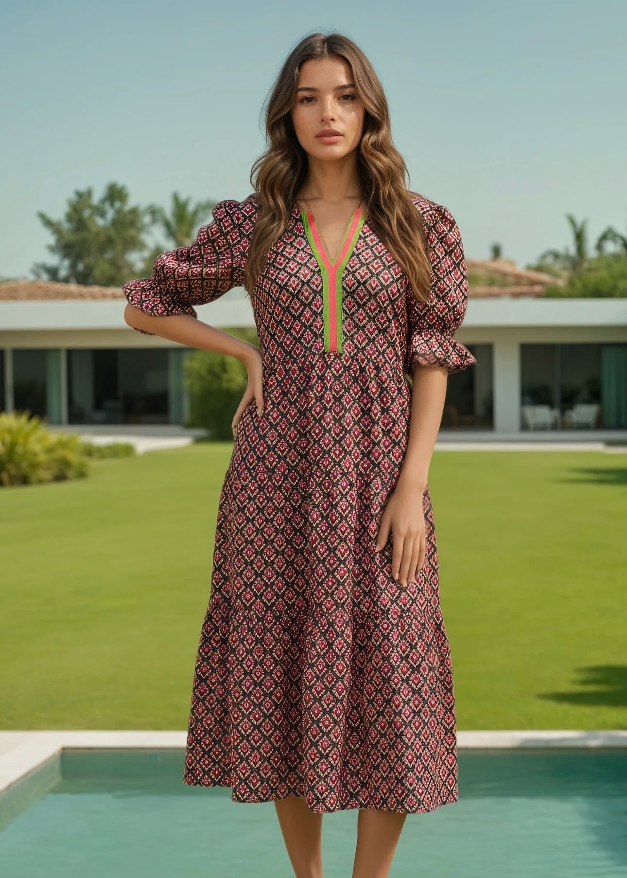 Loucia puff sleeve maxi dress