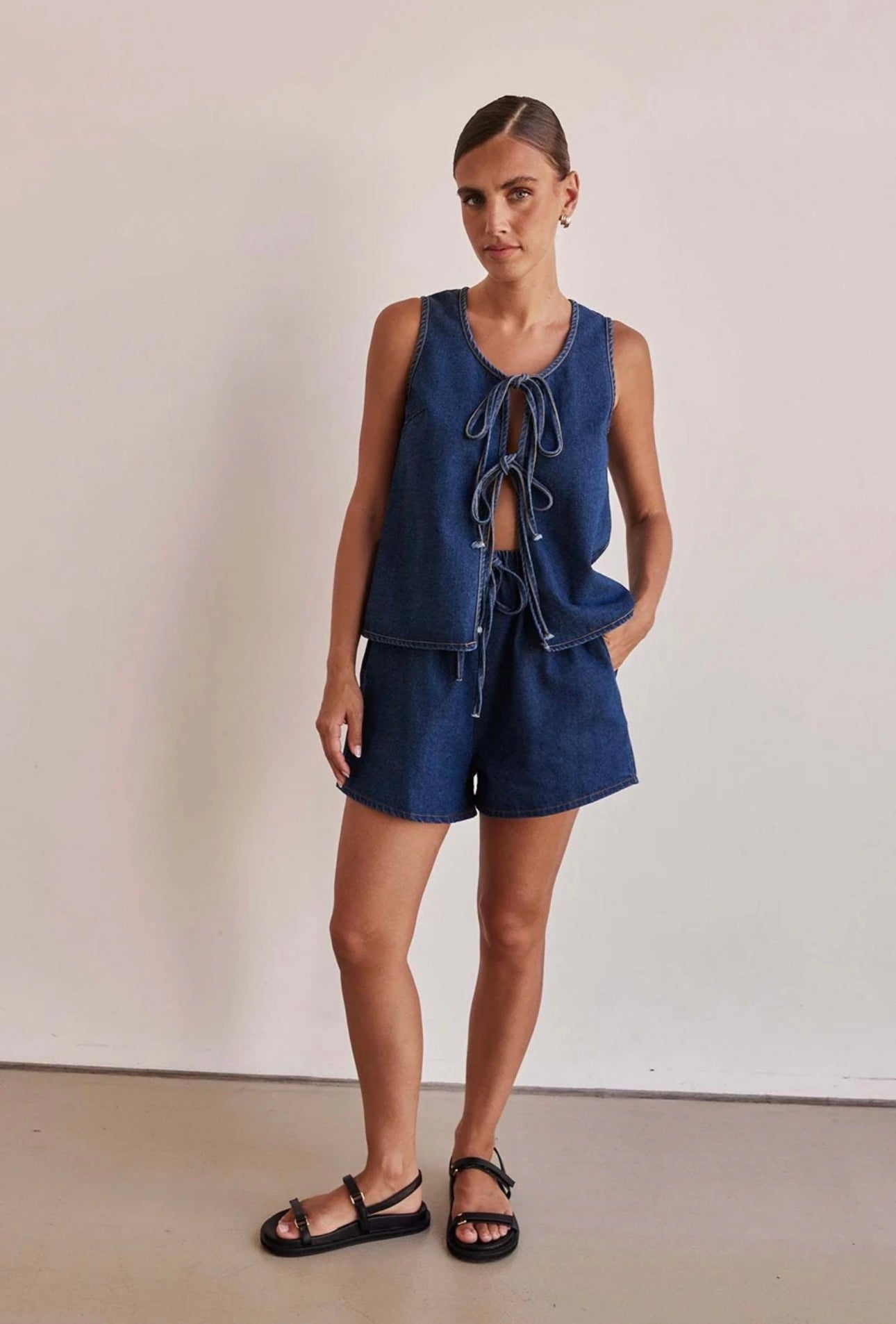 Denim short set