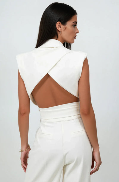 Roma cropped blazer and overlapped pant set