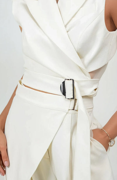 Roma cropped blazer and overlapped pant set
